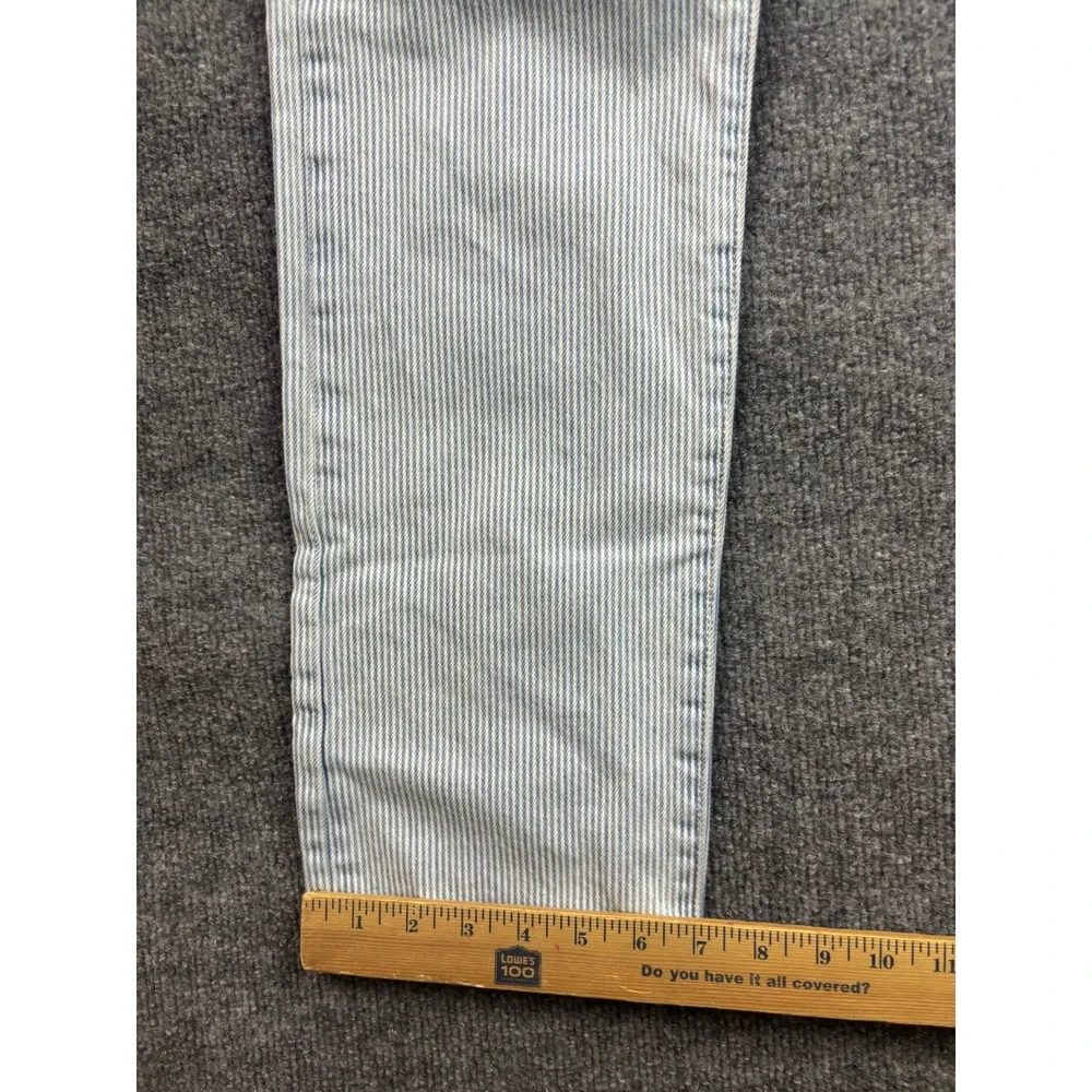 Levi's 501 Jeans Womens 28 Blue White Hickory Stripe High Rise Straight Leg